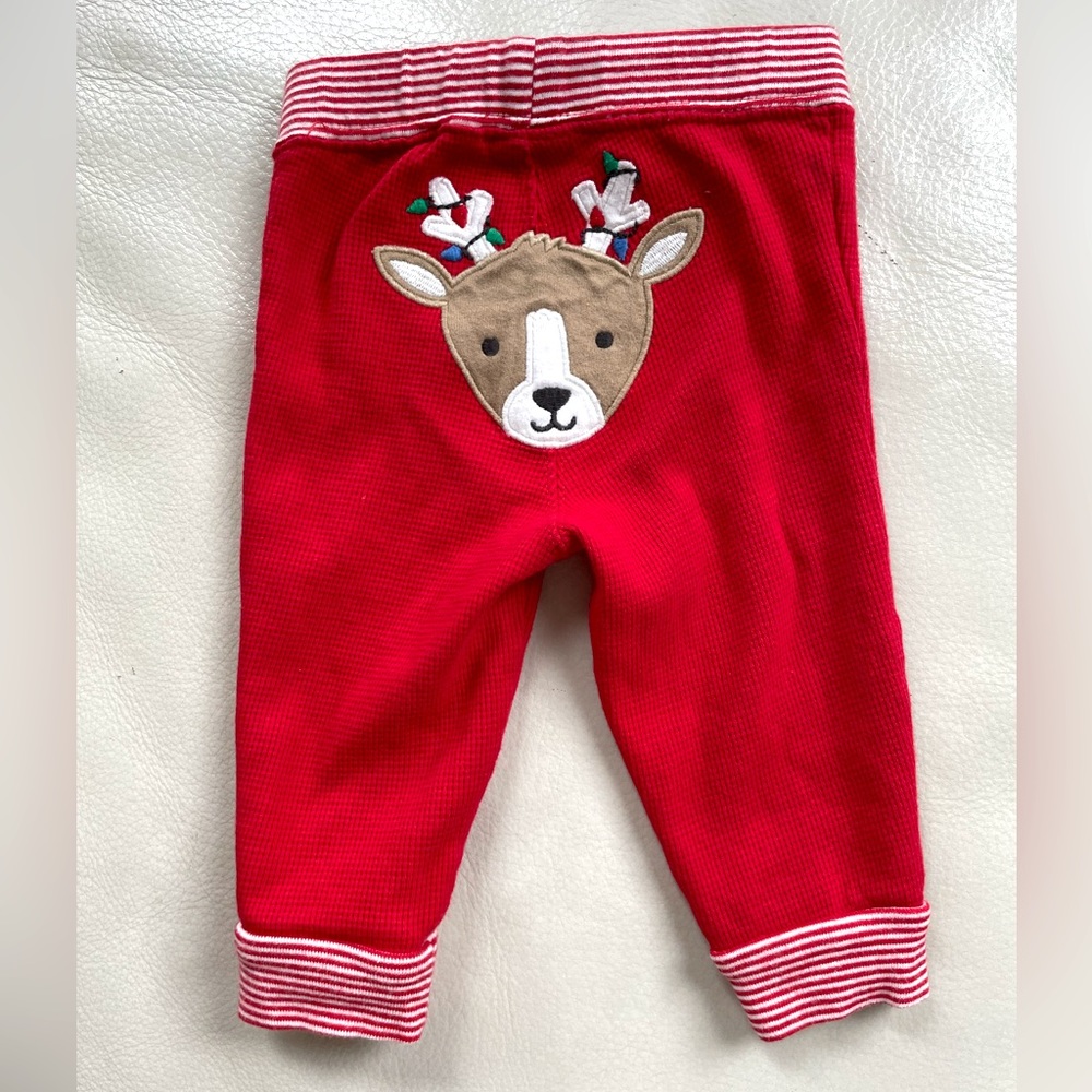 💥4/$20💥6M Waffle Knit Reindeer Leggings, Christmas Candy Cane Red & White Cuff